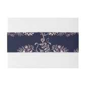 エレガントな濃紺のバラの金ゴールドの花の腹バンド 招待状ベリーバンド (裏面例)