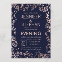 エレガントな濃紺のバラの金ゴールドの花柄の披露宴