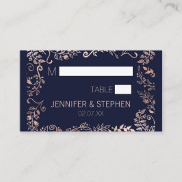 エレガントな濃紺のバラの金ゴールドの花柄 プレイスカード