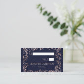 エレガントな濃紺のバラの金ゴールドの花柄 プレイスカード (スタンド正面)