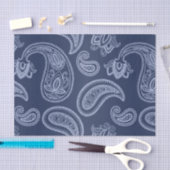 エレガントな濃紺のペイズリーパターン 薄葉紙 (クラフト)