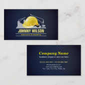 エレガントな濃紺の格子安全ヘルメットの建築 名刺 (正面/裏面)