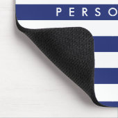 エレガントな濃紺の航海のでストライプな名前入り マウスパッド (コーナー)