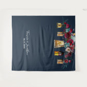 エレガントな濃紺の花の写真の背景幕の結婚式 タペストリー (正面(横))