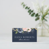 エレガントな濃紺の花の美容師の名刺 名刺 (スタンド正面)