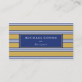 エレガントな濃紺及びマスタードは縞で飾ります 名刺