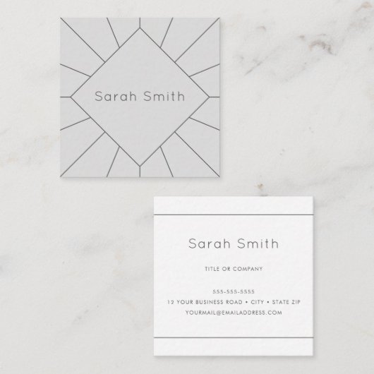 エレガントな灰色および白い四角の名刺 スクエア名刺 (正面/裏面)