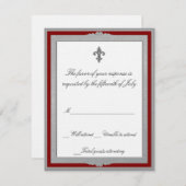 エレガントな灰色および赤い結婚式の応答カード 出欠カード (正面/裏面)