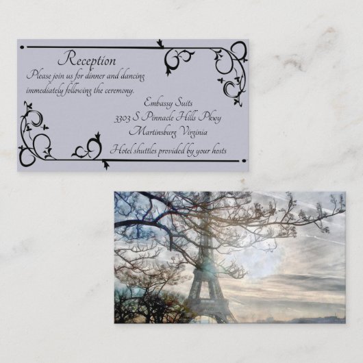 エレガントな灰色および黒い流れるつる植物の花柄 エンクロージャーカード (正面/裏面)