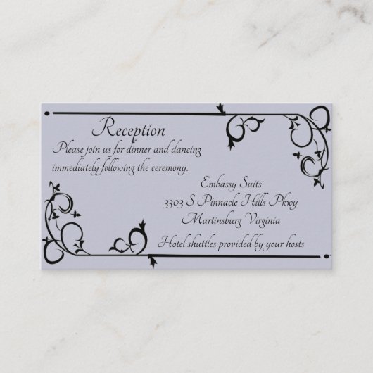 エレガントな灰色および黒い流れるつる植物の花柄 エンクロージャーカード (正面)