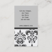 エレガントな灰色のダマスク織パターン名刺 名刺 (裏面)
