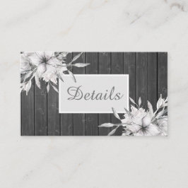 エレガントな灰色の素朴。 結婚式の詳細 エンクロージャーカード
