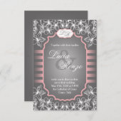 エレガントな灰色の結婚式招待状およびピンク 招待状 (正面/裏面)