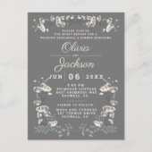 エレガントな灰色の花のポストカードリハーサルディナー ポストカード (正面)