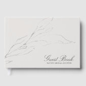 エレガントな灰色の鉛筆スケッチの枝 ブライダルシャワー ゲストブック (正面)