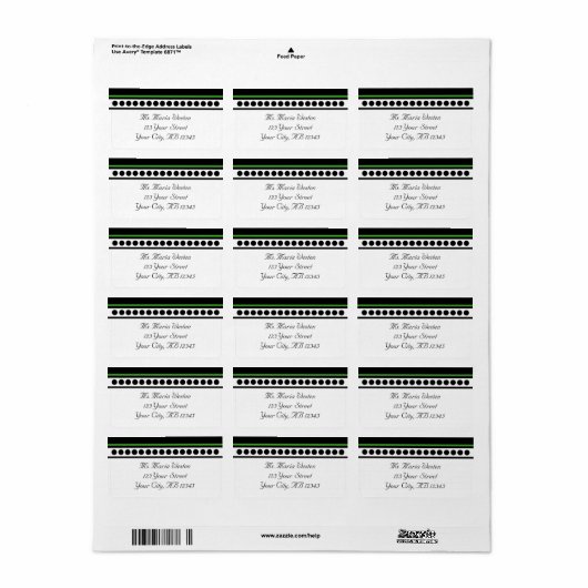 エレガントな点々のある緑のアクセント住所 シール (フルシート)