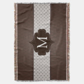 エレガントな焦茶の水玉模様のカスタムのモノグラム スローブランケット (正面縦)