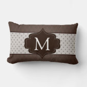 エレガントな焦茶の水玉模様のカスタムのモノグラム ランバークッション (正面)