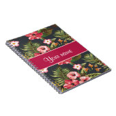 エレガントな熱帯ハイビスカスの花および葉 ノートブック (右側)