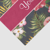 エレガントな熱帯ハイビスカスの花および葉 薄葉紙 (詳細)