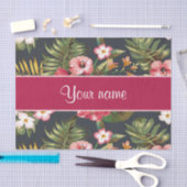 エレガントな熱帯ハイビスカスの花および葉 薄葉紙 (クラフト)