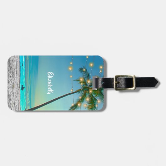 エレガントな熱帯ハワイのヤシの木のひもライト ラゲッジタグ (正面横)