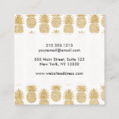 エレガントな熱帯ホワイトゴールドのパイナップルパターン スクエア名刺 (裏面)