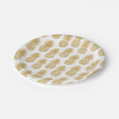 エレガントな熱帯ホワイトゴールドのパイナップルパターン ペーパープレート (アングル)