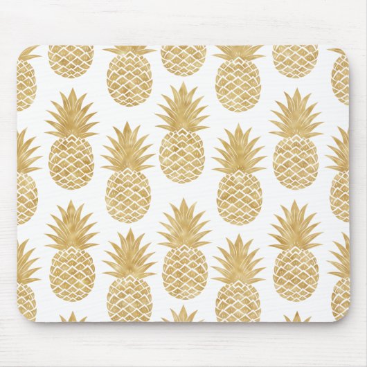 エレガントな熱帯ホワイトゴールドのパイナップルパターン マウスパッド (正面)