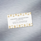 エレガントな熱帯ホワイトゴールドのパイナップルパターン マグネット名刺 (インサイチュ)