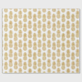 エレガントな熱帯ホワイトゴールドのパイナップルパターン ラッピングペーパー (フラット)