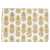 エレガントな熱帯ホワイトゴールドのパイナップルパターン ラージペーパーバッグ (裏面)
