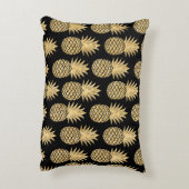 エレガントな熱帯黒および金ゴールドのパイナップルパターン アクセントクッション (裏面(縦))