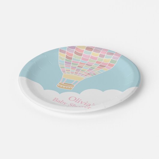 エレガントな熱気の気球のベビーシャワーの供給 ペーパープレート (アングル)