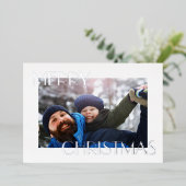 エレガントな父と息子のパーソナライズされた写真クリスマス 箔シーズンカード (立ち正面)