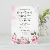 エレガントな牡丹のミニマルな結婚式の招待状 招待状 (スタンド正面)