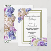 エレガントな牡丹の結婚記念日招待状 招待状 (正面/裏面)