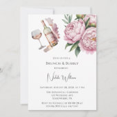 エレガントな牡丹の花のフラワーブランシュ＆バブルリー 招待状 (正面)