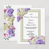 エレガントな牡丹の花の50周年招待状 招待状 (正面/裏面)