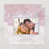 エレガントな牡丹のSave the Date: シルバー 招待状 (正面/裏面)