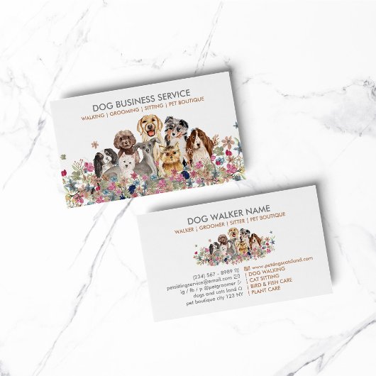 エレガントな犬のグルーミング ウォーキング シッティング サービス 名刺