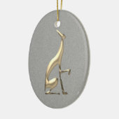 エレガントな犬のシルエット ゴールドとシルバー セラミックオーナメント (左)