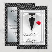 エレガントな独身パーティーの招待状（シルバー） 招待状 (正面/裏面)