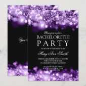 エレガントな独身最後の夜会 きらきらライト 紫 招待状 (正面/裏面)