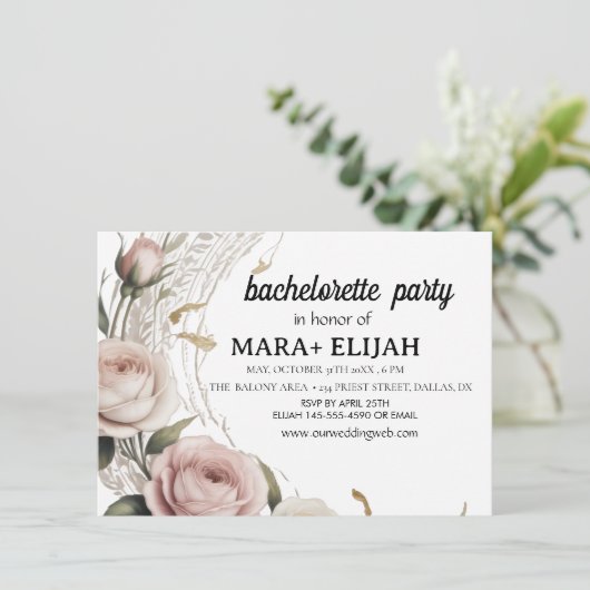 エレガントな独身最後の女友達とのパーティー招待状 サンキューカード (スタンド正面)