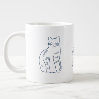 エレガントな猫のデザイン ジャンボコーヒーマグカップ