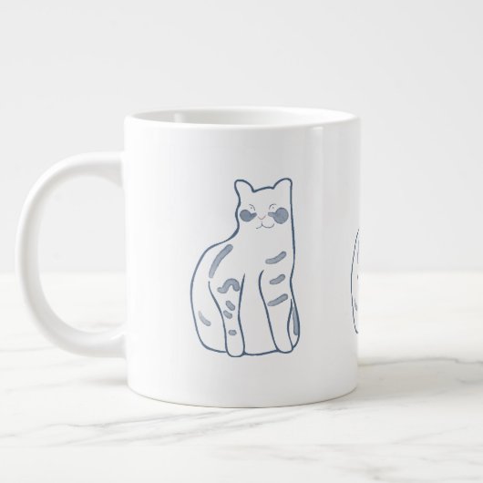 エレガントな猫のデザイン ジャンボコーヒーマグカップ (左)