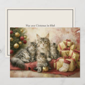 エレガントな猫の子猫のクリスマス シーズンカード (正面/裏面)