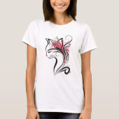 エレガントな猫の線画アート Tシャツ (正面)