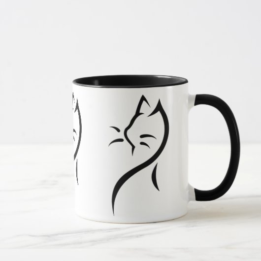 エレガントな猫の鳴き声の陶器マグカップ マグカップ (右)